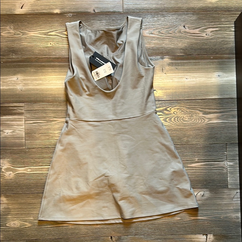 Abercrombie & Fitch Tan Sheath Mini Dress Crew Neck - Picture 3 of 5
